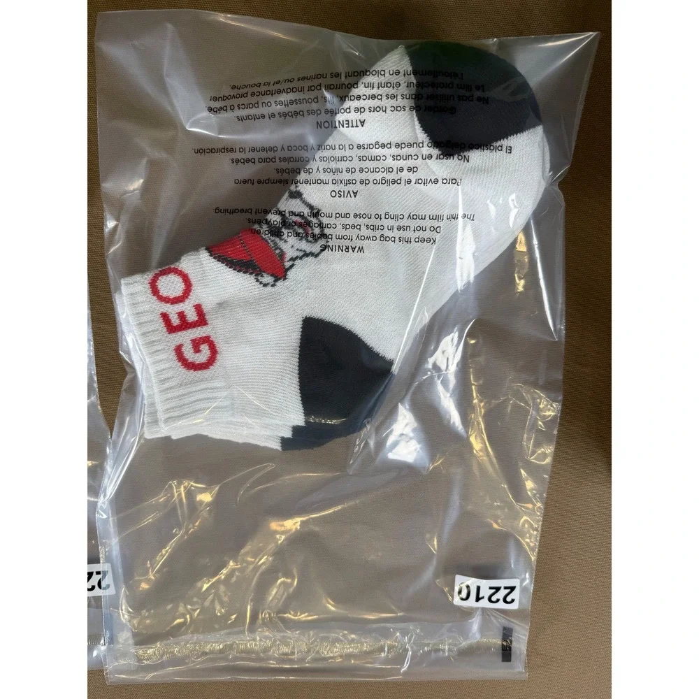 Two‎ Packs Georgia Bulldogs Socks NCAA Red White Mens Size 10-13